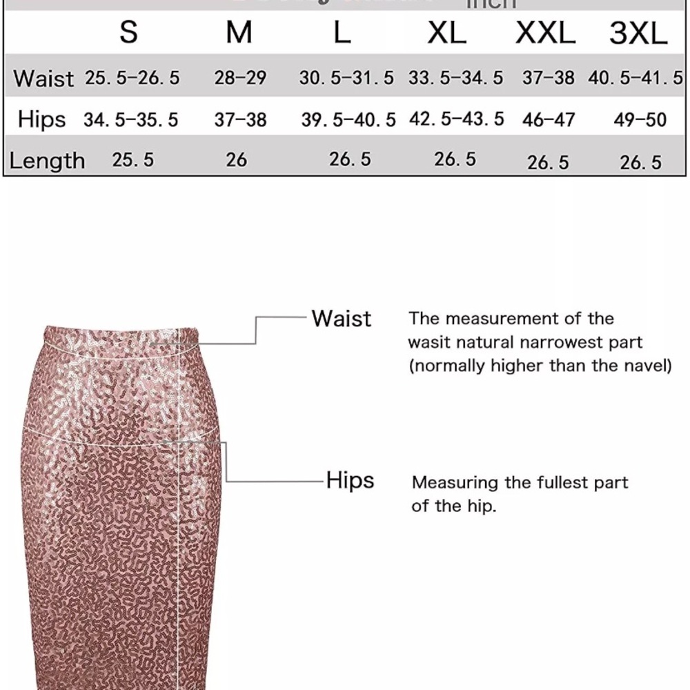 PrettyGuide Women's Sequin Skirt High Waist Sparkle Pencil  Party Champagne sm